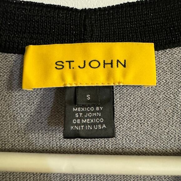 St. John Santana Knit Glittery Cardigan Pockets Black Gray Womens Size Small - Picture 11 of 11